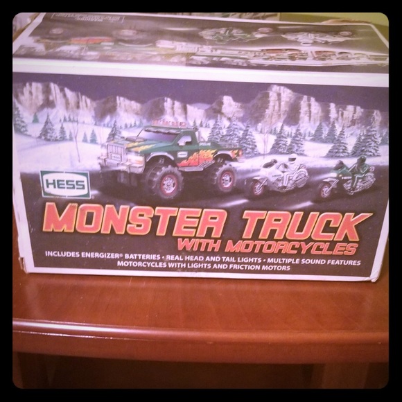 hess monster truck with motorcycles